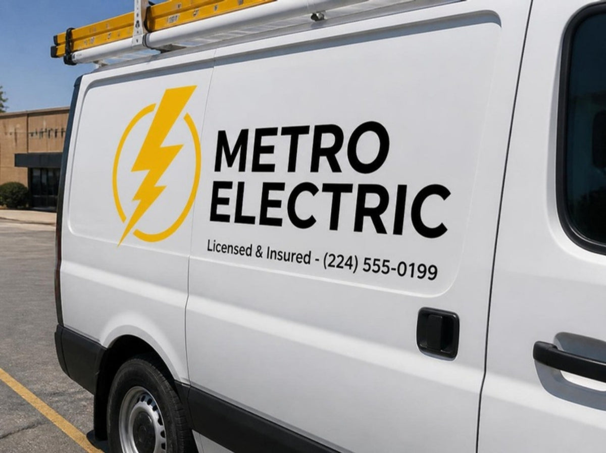 Metro Electric printed van door graphic