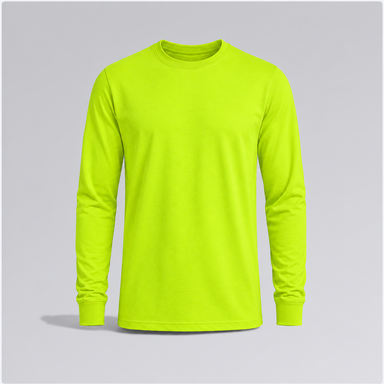 Gildan 2400 Ultra Cotton long-sleeve t-shirt mockup in Safety Green