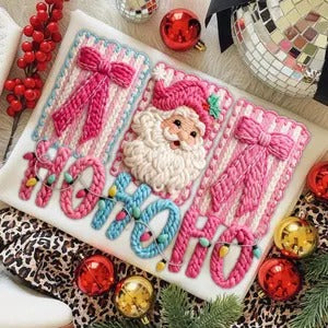Faux Yarn Crochet Santa Transfer
