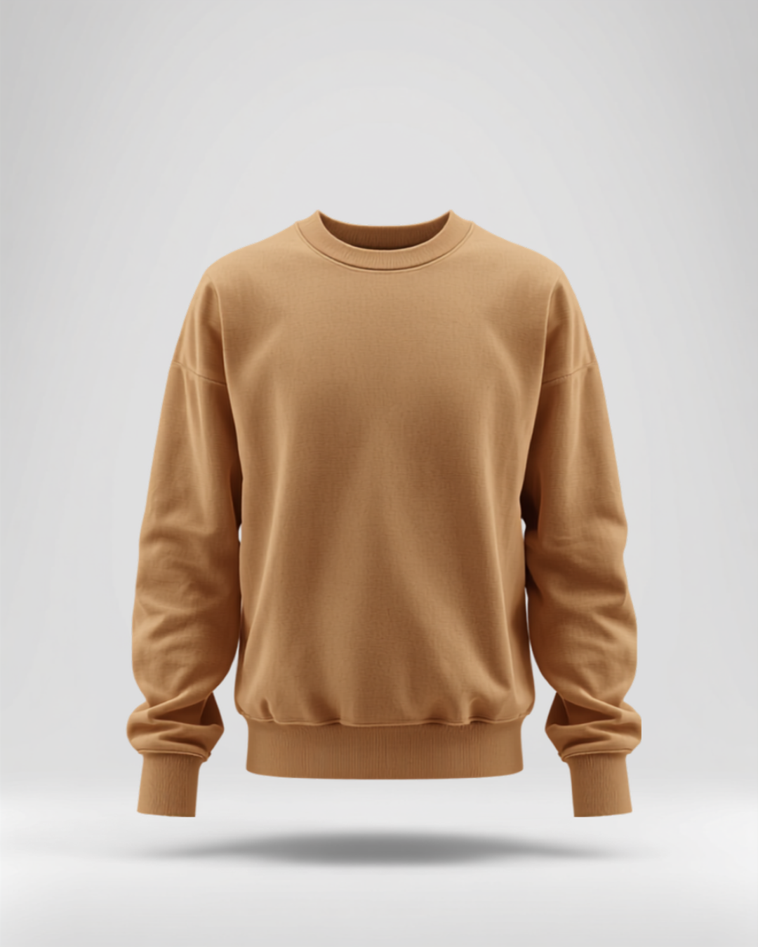 Blank tan Comfort Colors 1566 garment-dyed crewneck studio mockup