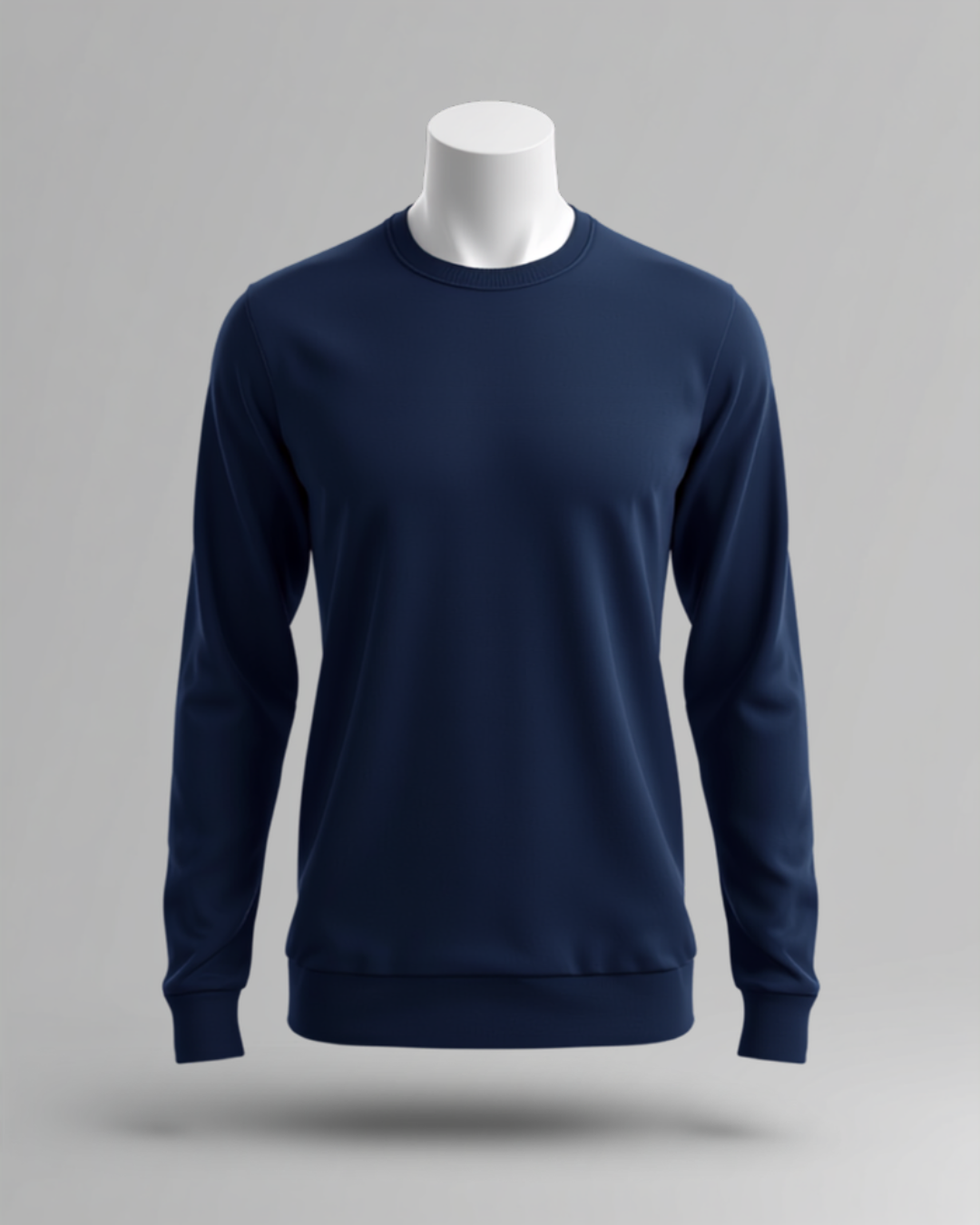 Blank navy custom long sleeve t-shirt — Next Level 3601 studio mockup