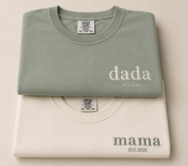 Comfort Colors embroidered t-shirt with custom name