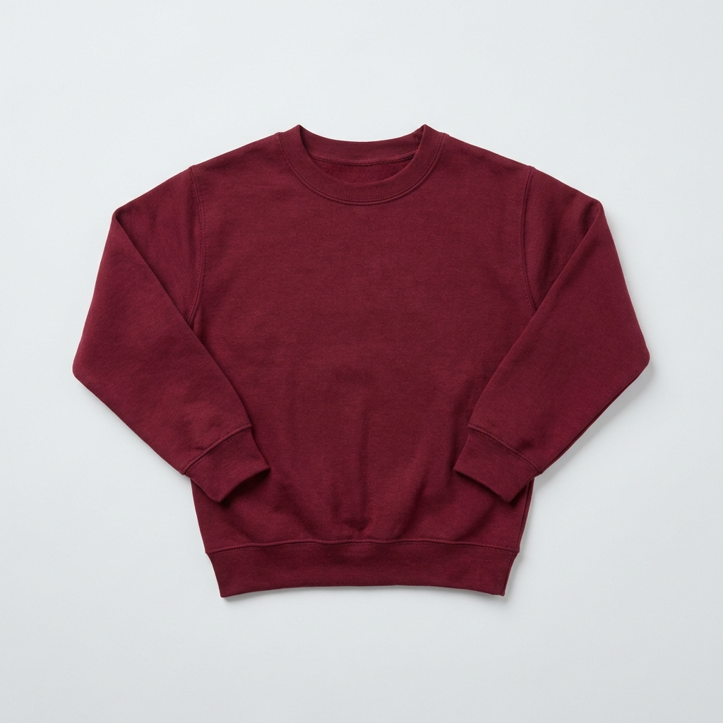 Blank maroon youth crewneck sweatshirt ready for custom printing