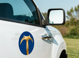 Full-color logo decal on truck door
