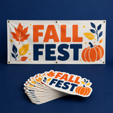 Event pack: 3x8 ft banner and die-cut stickers