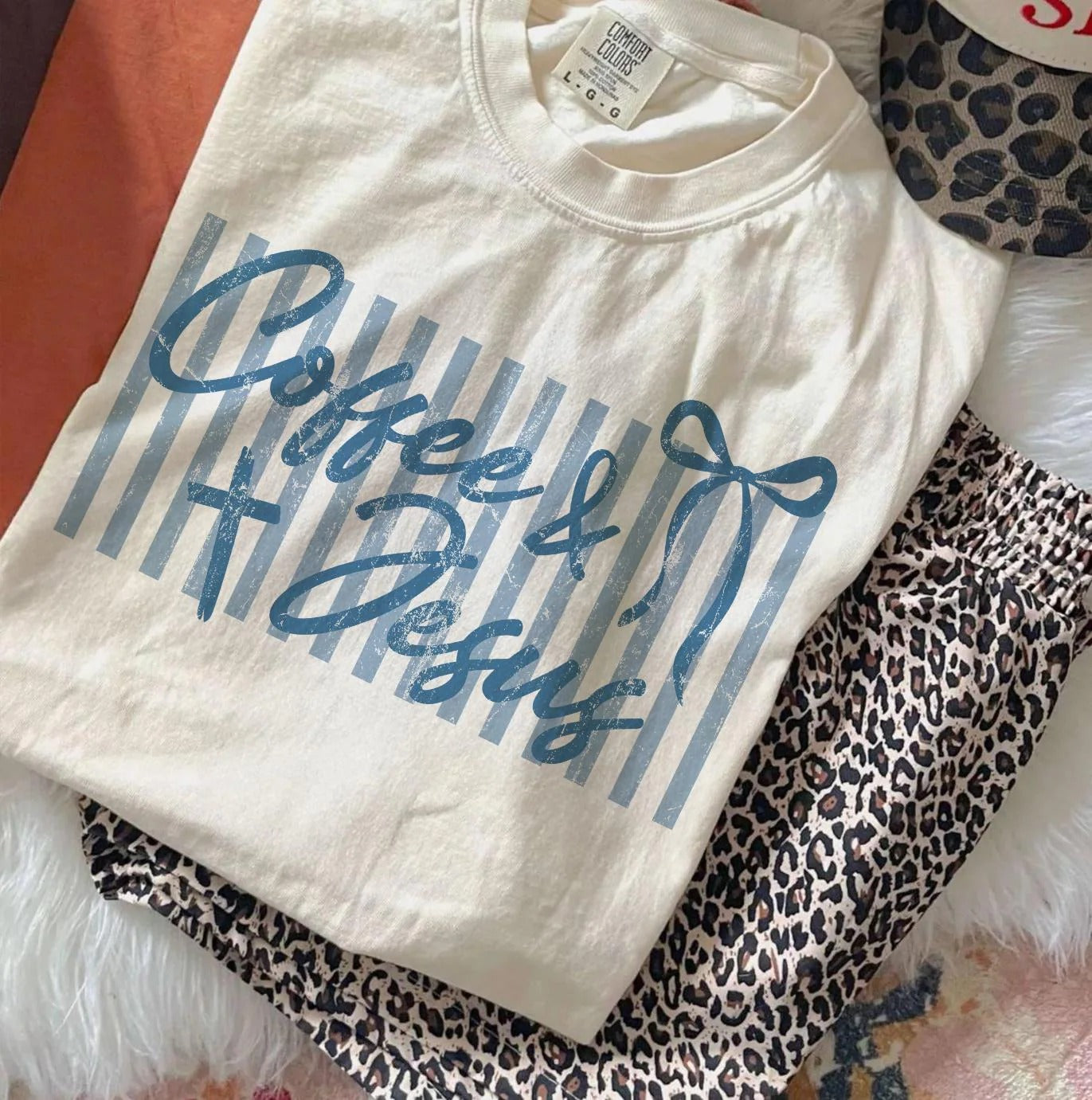 COFFEE AND JESUS TRANSFER BLUE