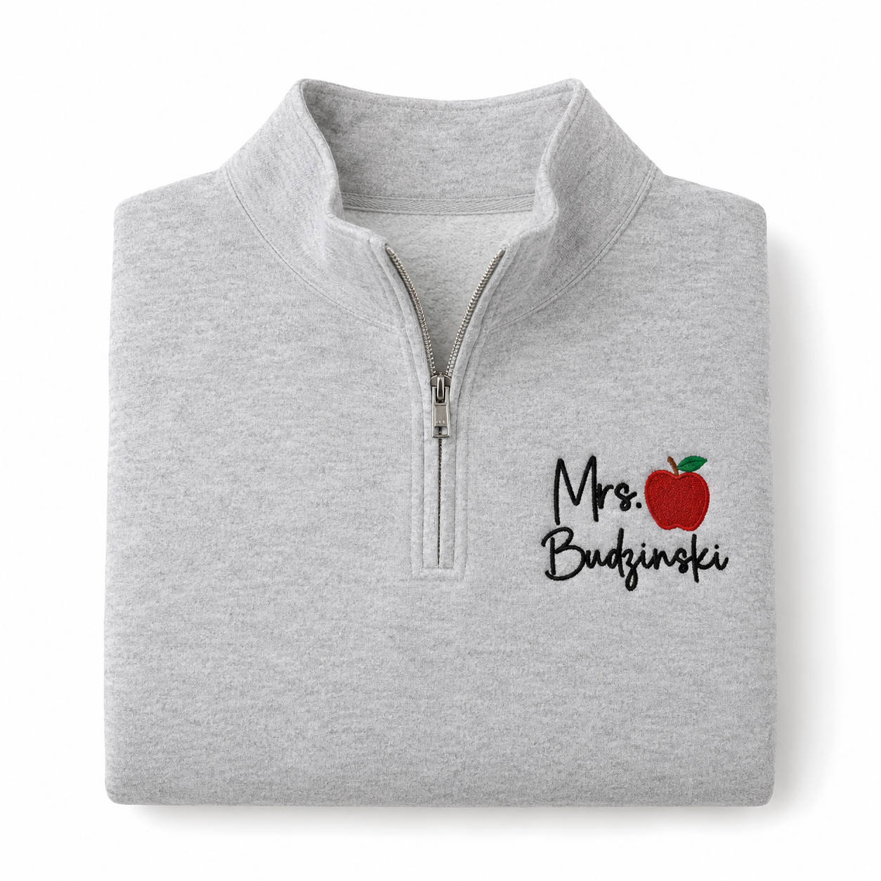 Personalized Teacher Half-Zip Sweatshirt — Embroidered Name
